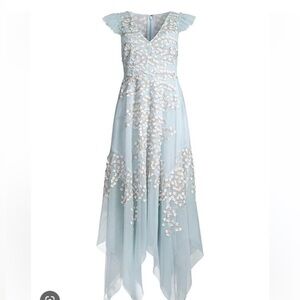BCBGMaxazaria Blue and White Floral Gown
